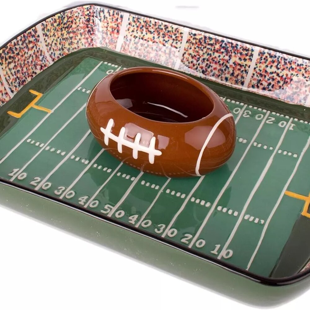 Football Stadium Chip & Dip Sports Serving Set.